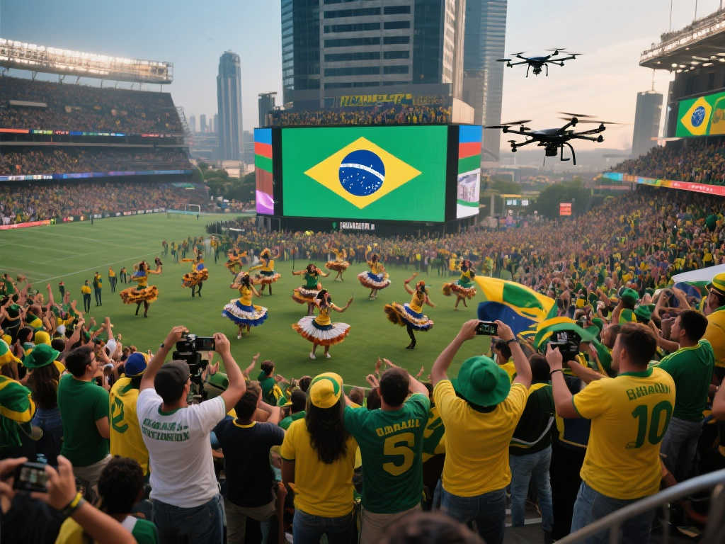 世界杯热潮：球迷应援视频闪耀地标大屏